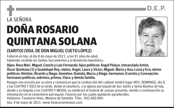 DOÑA ROSARIO QUINTANA SOLANA