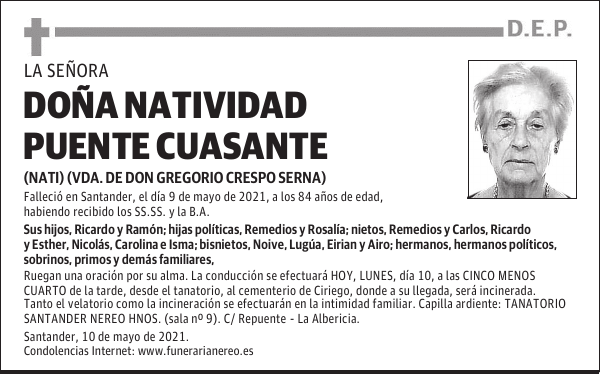 DOÑA NATIVIDAD PUENTE CUASANTE