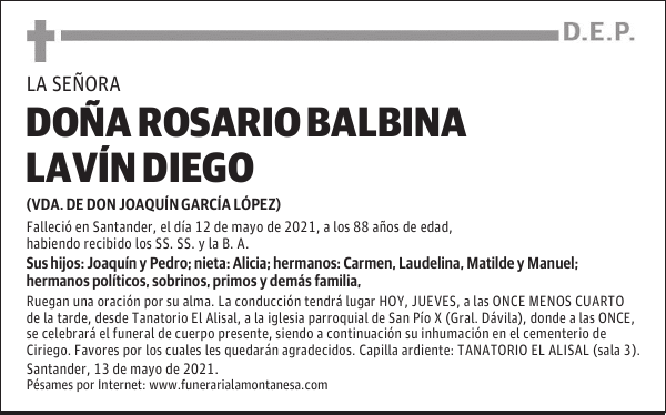 DOÑA ROSARIO BALBINA LAVÍN DIEGO
