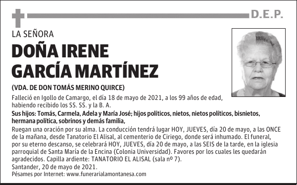 DOÑA IRENE GARCÍA MARTÍNEZ