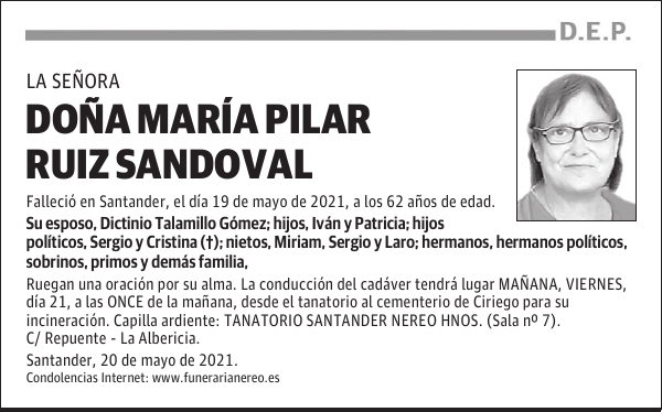 DOÑA MARÍA PILAR RUIZ SANDOVAL