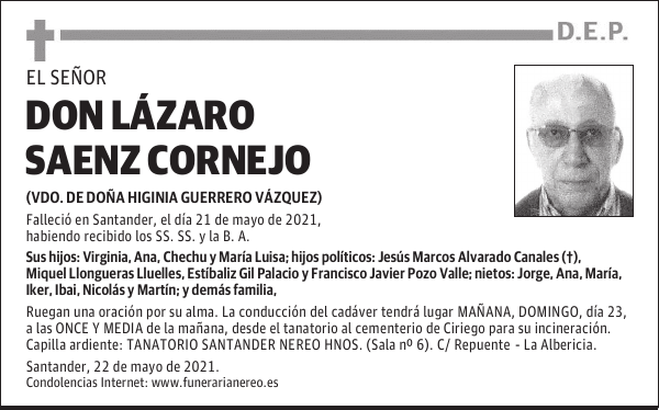 DON LÁZARO SAENZ CORNEJO