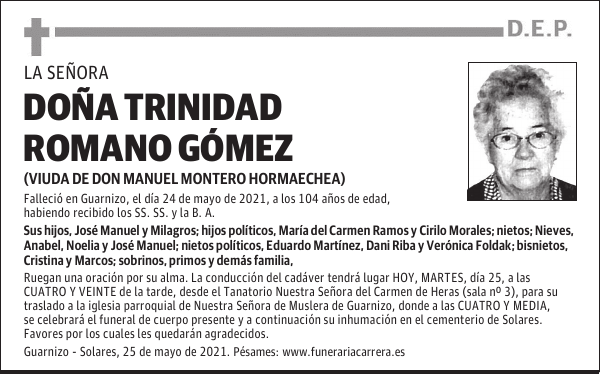 DOÑA TRINIDAD ROMANO GÓMEZ