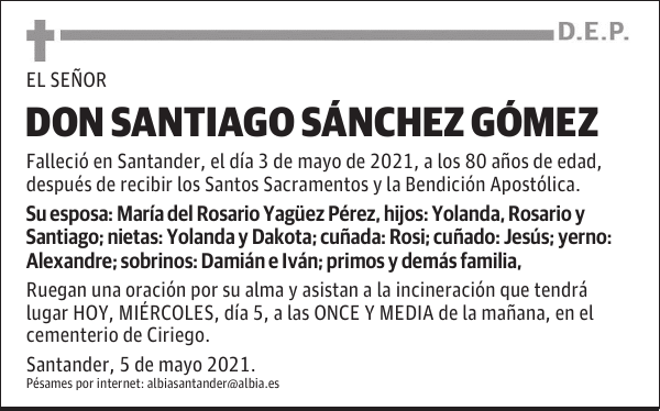 DON SANTIAGO SÁNCHEZ GÓMEZ