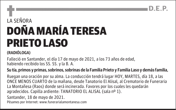 DOÑA MARÍA TERESA PRIETO LASO