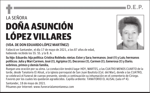 DOÑA ASUNCIÓN LÓPEZ VILLARES