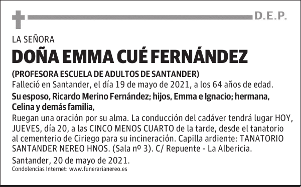 DOÑA EMMA CUÉ FERNÁNDEZ
