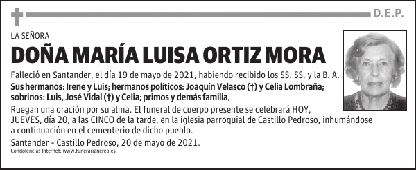 DOÑA MARÍA LUISA ORTIZ MORA