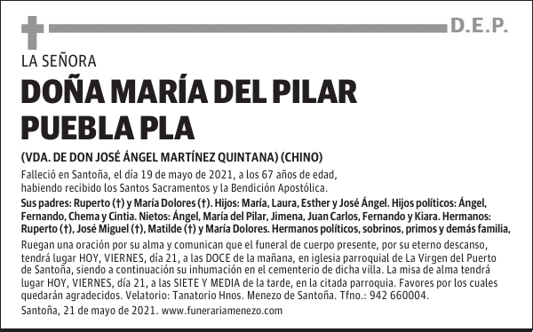 DOÑA MARÍA DEL PILAR PUEBLA PLA