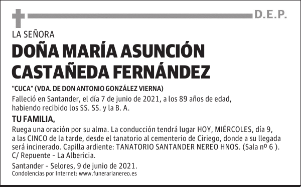 DOÑA MARÍA ASUNCIÓN CASTAÑEDA FERNÁNDEZ
