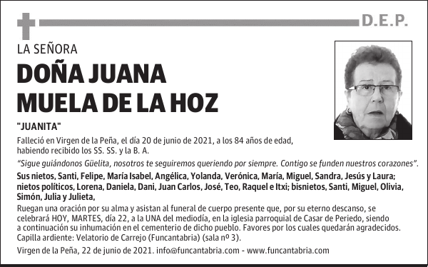 DOÑA JUANA MUELA DE LA HOZ