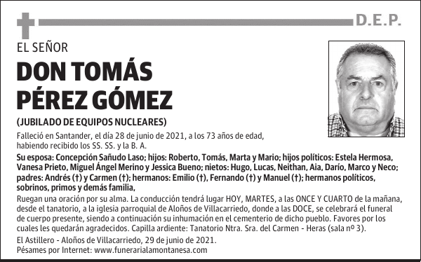 DON TOMÁS PÉREZ GÓMEZ