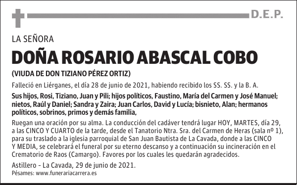 DOÑA ROSARIO ABASCAL COBO