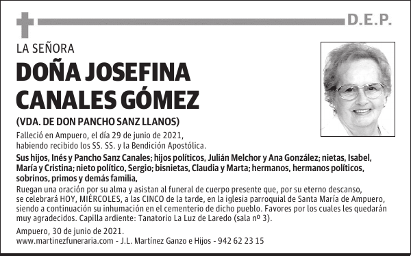 DOÑA JOSEFINA CANALES GÓMEZ