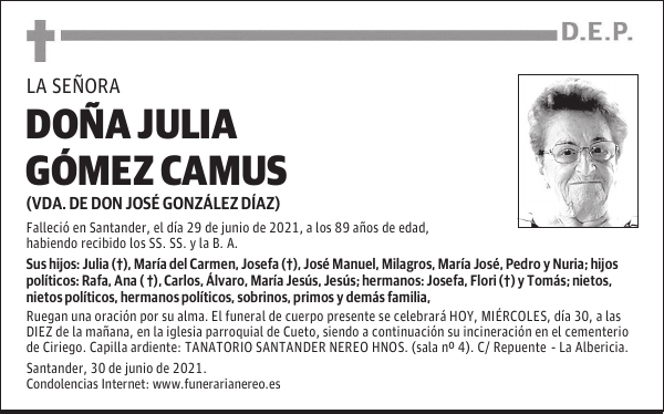 DOÑA JULIA GÓMEZ CAMUS