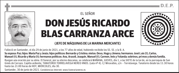 DON JESÚS RICARDO BLAS CARRANZA ARCE