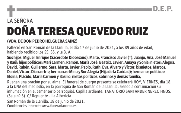 DOÑA TERESA QUEVEDO RUIZ