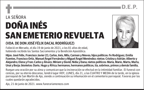 DOÑA INÉS SAN EMETERIO REVUELTA
