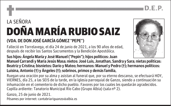 DOÑA MARÍA RUBIO SAIZ