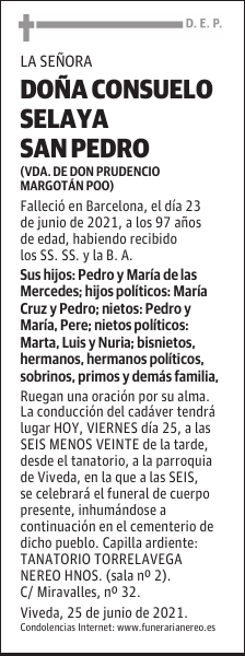 DOÑA CONSUELO SELAYA SAN PEDRO