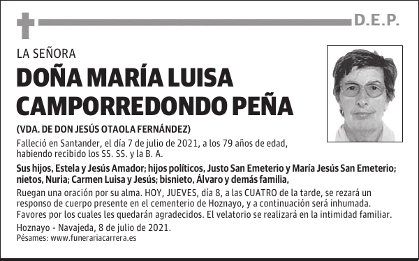 DOÑA MARÍA LUISA CAMPORREDONDO PEÑA
