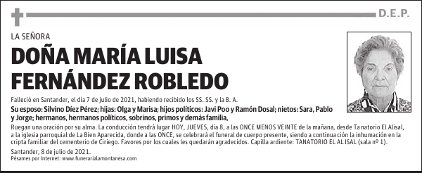 DOÑA MARÍA LUISA FERNÁNDEZ ROBLEDO
