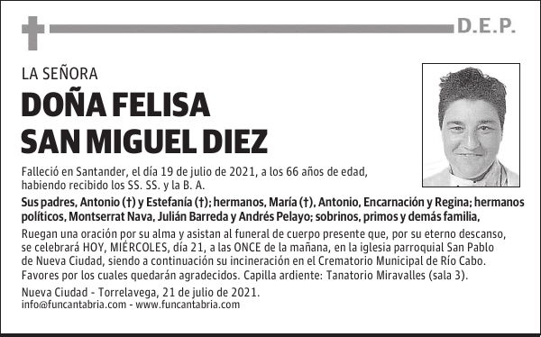 DOÑA FELISA SAN MIGUEL DIEZ
