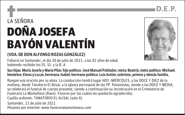 DOÑA JOSEFA BAYÓN VALENTÍN