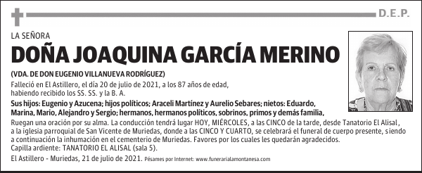DOÑA JOAQUINA GARCÍA MERINO