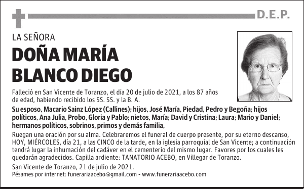 DOÑA MARÍA BLANCO DIEGO