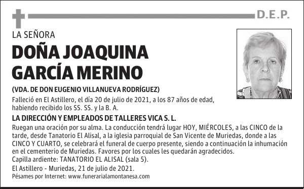 DOÑA JOAQUINA GARCÍA MERINO