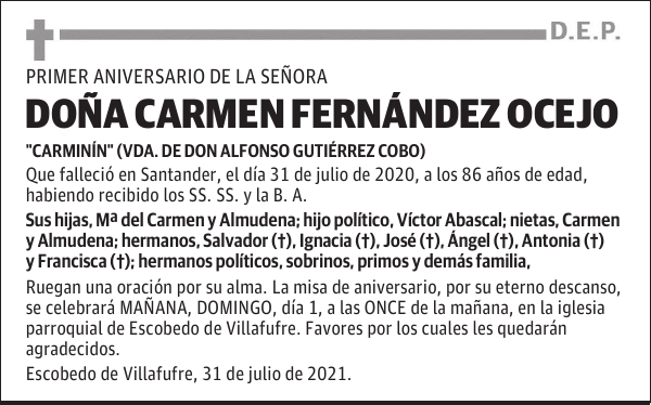 DOÑA CARMEN FERNÁNDEZ OCEJO