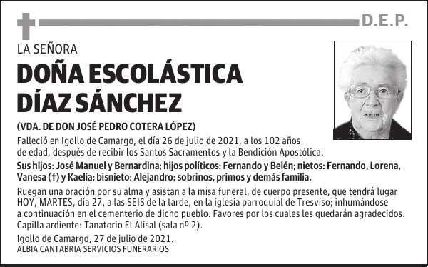 DOÑA ESCOLÁSTICA DÍAZ SÁNCHEZ