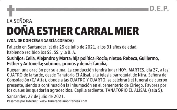 DOÑA ESTHER CARRAL MIER