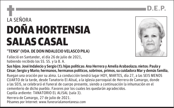 DOÑA HORTENSIA SALAS CASAL