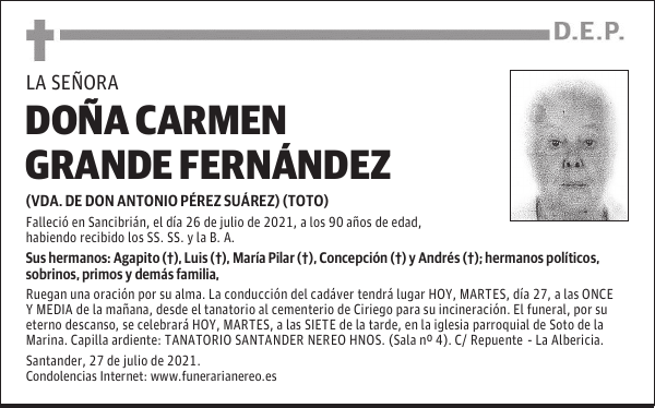 DOÑA CARMEN GRANDE FERNÁNDEZ
