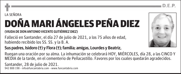 DOÑA MARI ÁNGELES PEÑA DIEZ