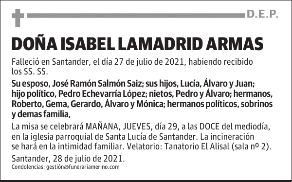 DOÑA ISABEL LAMADRID ARMAS
