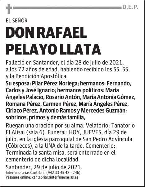 DON RAFAEL PELAYO LLATA