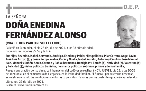 DOÑA ENEDINA FERNÁNDEZ ALONSO