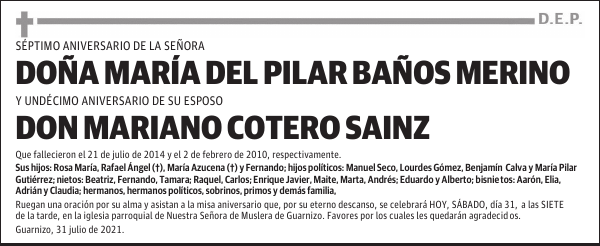 DOÑA MARÍA DEL PILAR BAÑOS MERINO