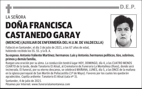 DOÑA FRANCISCA CASTANEDO GARAY