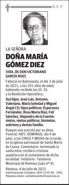 DOÑA MARÍA GÓMEZ DIEZ