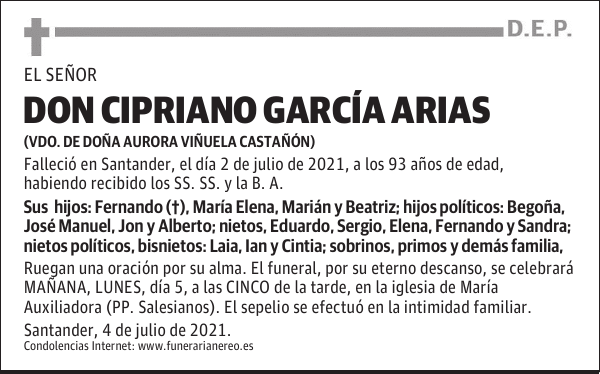 DON CIPRIANO GARCÍA ARIAS