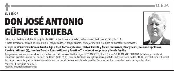 DON JOSÉ ANTONIO GÜEMES TRUEBA