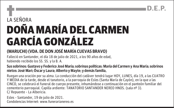 DOÑA MARÍA DEL CARMEN GARCÍA GONZÁLEZ
