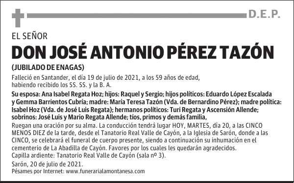 DON JOSÉ ANTONIO PÉREZ TAZÓN