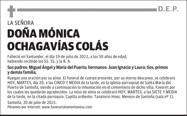 DOÑA MÓNICA OCHAGAVÍAS COLÁS