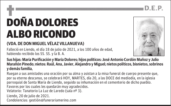 DOÑA DOLORES ALBO RICONDO
