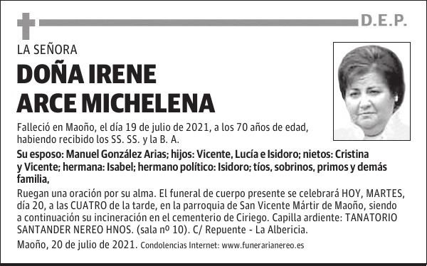 DOÑA IRENE ARCE MICHELENA
